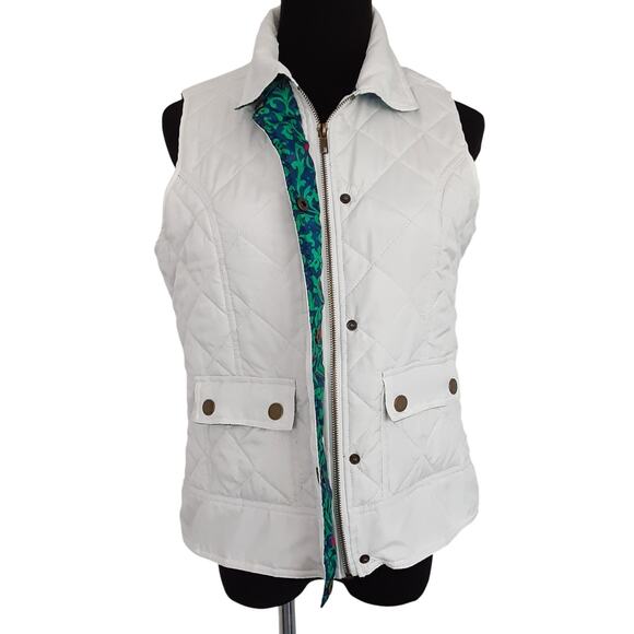 Caribbean Joe Winter White Puffer Vest Quilted Reversible Utility Women S Petite - Picture 5 of 13